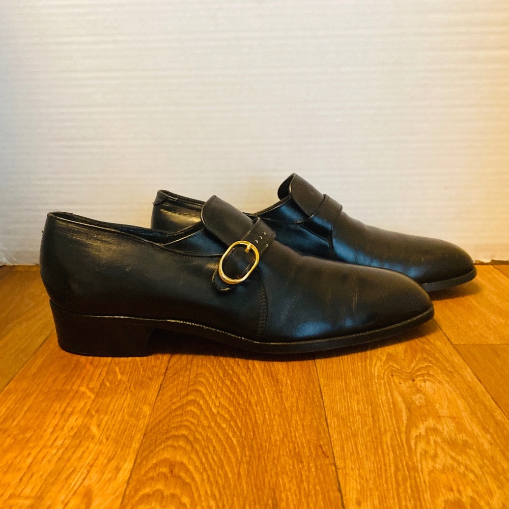 Vintage Men's Bullock & Jones Black Leather Oxford Loafers, 8.5.